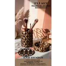 UltraMint Kalpli Organizer 2’li Set, Makyaj Fırçalık ve Takı Organizeri, Bardak Altlığı Hediye