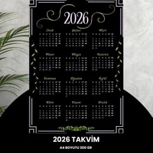 2026 A4 Takvim - Siyah Yeşil 300 gr Kalite
