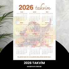 2026 A4 Takvim - 300 gr Turuncu Dijital Baskı