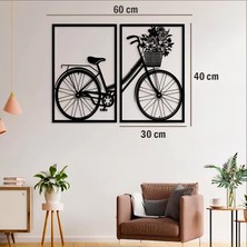 Numa Concept Çiçekli Bisiklet Tablo Lazer Kesim Siyah Mdf 60X40