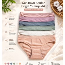 Qulat Dezalüx Kadın Fitilli Ribana Pamuklu Slip Külot 6’li Asorti Paket – Yumuşak ve Esnek