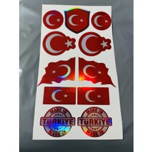 İşcan Motor Hologram Araba ve Motosiklet Ayyıldız Bayrak Sticker 14X25CM