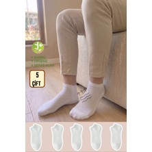 Yasyas 5 Çift Beyaz Erkek Bambu Patik Çorap Avantaj Paket Dikişsiz(Terletmez)
