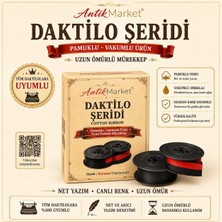 Antik Market Daktilo Şeridi Kırmızı Siyah Çift Makaralı