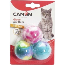 Camon Çıngıraklı Renkli Kumaş Toplar 3 cm Kedi Oyuncağı