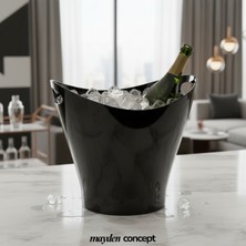 Mayden Concept 6 Litre Kırılmaz Siyah Polikarbon Buz Kovası – Profesyonel Şampanya ve Içecek Kovası - Darbeye Dayanıklı