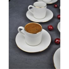 Qualitev 2 Kişilik 4 Parça Gold Yaldızlı Porselen Kahve Fincanı 90 ml - Dora