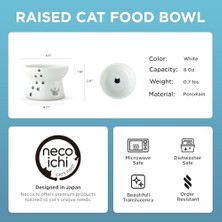 Necoichi Yükseltilmiş Stressiz Kedi Maması Kasesi, Yükseltilmiş, Geri Akış Önleme, Bulaşık Makinesi ve Mikrodalgada Kullanılabilir (Kedi, Normal)