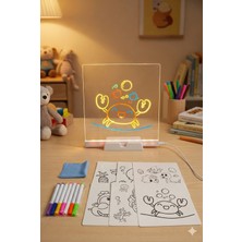 Premini LED Işıklı Çizim ve Boyama Tahtası Seti, 6 Kalem Hediyeli