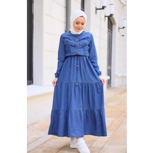 Harman Butik Kadın Fır Fırlı Denim Kot Elbise