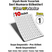 Sb Store 1'den 10'a Kadar Yuvarlak Seri Numara Etiketleri - 3cm - Siyah Renk - Toplam 10 Adet