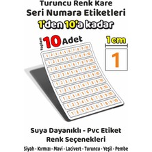 Sb Store 1'den 10'a Kadar Kare Seri Numara Etiketleri - 1cm - Turuncu Renk - Toplam 10 Adet