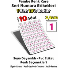 Sb Store 1'den 10'a Kadar Kare Seri Numara Etiketleri - 2,5cm - Pembe Renk - Toplam 10 Adet