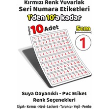 Sb Store 1'den 10'a Kadar Yuvarlak Seri Numara Etiketleri - 5cm - Kırmızı Renk - Toplam 10 Adet