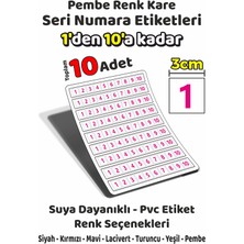 Sb Store 1'den 10'a Kadar Kare Seri Numara Etiketleri - 3cm - Pembe Renk - Toplam 10 Adet