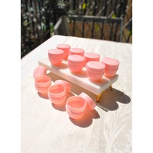 Qualitev 10 Adet Pembe Plastik 10 ml Krem Kavanozu Küçük 4 cm Mini Seyahat Takı Kavanoz
