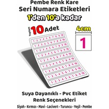 Sb Store 1'den 10'a Kadar Kare Seri Numara Etiketleri - 4cm - Pembe Renk - Toplam 10 Adet