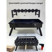 MOOD CLASS Çevirmeli Mangal Çelik Şişli Barbekü Portatif Katlanır Çantalı Çevirmeli Çıkabilen Çevirme Aparatlı Nurgazmangal