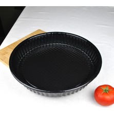 Qualitev 1 Adet Emaye Yuvarlak Fırın Tepsisi 29 cm Tart Kalıbı Kek Tepsi Fırın Kabı 29X5 cm