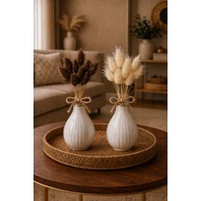 Çınar Asyada Home Kahve-Beyaz Lagurus Bunny Tail Grass 2 Demet 10'lu 30-40 cm Şoklanmış Çiçek Pamuk Otu Kurutulmuş Çiçek