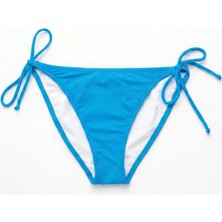 Zi Açık Mavi Kenarları Ince Ip Bağlamalı Bikini Altı
