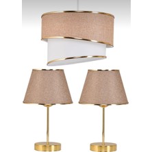 Organix Home Avize & abajur 3’lü Set Hasır  Gold Tasarım ( Renk çeşitleri)