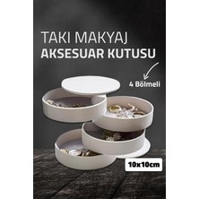 UltraMint 4 Katlı Silindir Takı Organizeri, Dönen Yüzük ve Kolye Saklama Aparatı