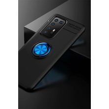 Hace Bazaar Mey Ithalat®  Huawei P40 Pro Kılıf Range Yüzüklü Silikon - Siyah-Mavi