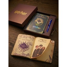 Plastora Home Harry Potter Özel Kutulu Defter ve Kalem Set Harry Potter Tasarımlı Günlük Mavi Kalem