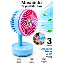 Nivego Nvg Masaüstü 1200 Mah Taşınabilir Şarjlı El Fanı Vantilatörü Soğutucu 3 Kademeli Type C Hızlı Şarj