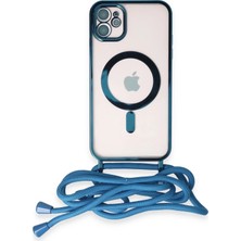 Hace Bazaar Mey Ithalat®  iPhone 11 Kılıf Divo Lazer Askılı Magsafe Kapak - Sierra Blue