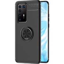 Hace Bazaar Mey Ithalat®  Huawei P40 Pro Kılıf Range Yüzüklü Silikon - Siyah