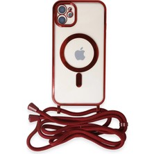 Hace Bazaar Mey Ithalat®  iPhone 11 Kılıf Divo Lazer Askılı Magsafe Kapak - Kırmızı