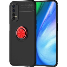 Hace Bazaar   Realme 7 Kılıf Range Yüzüklü Silikon - Siyah-Kırmızı