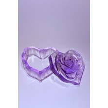 El Yapımı Epoksi Kalp Şeklinde Gül Desenli Mücevher Kutusu 9X9X5 cm
