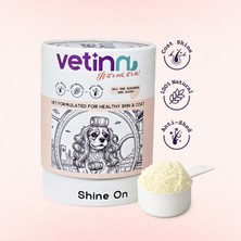 Vetinn Shine On - Köpek Deri ve Tüy Sağlığı Destekleyici, Toz Form, Dökülme Karşıtı, Tüy Parlaklığı, Kolay Taranan Tüyler