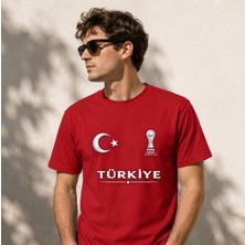 Cabri Türkiye Ay Yıldız ve Dünya Kupası Baskılı Unisex Pamuklu T-Shirt