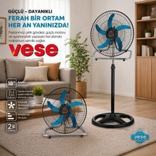 Vese VNT-003 ( 18" Inç ) ( 46CM ) ( Sanayi ) Tipi Ayaklı Vantilatör ( 3 Kademe Hız & 5 Metal Kanat ) ( 80W )