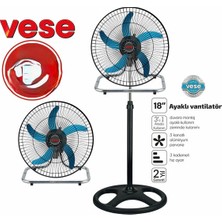 Vese VNT-003 ( 18" Inç ) ( 46CM ) ( Sanayi ) Tipi Ayaklı Vantilatör ( 3 Kademe Hız & 5 Metal Kanat ) ( 80W )
