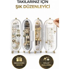 UltraMint Pratik ve Şık Katlanabilir Aynalı ve Ayaklı Takı Standı Beyaz