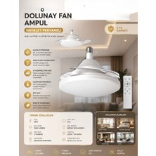 Azurtech Dolunay Fan Gizli Açılır Hayalet Pervaneli 72W Ledli E-27 Duy A Takılabilen 3 Kanatlı Kumandalı Tavan Vantilatörü