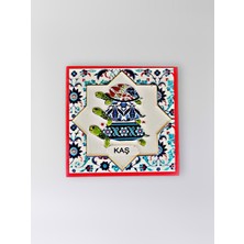 Mundy Kaş Temalı Polyester Kabartmalı Kaplumbağa Desen Magnet  7 x 7 cm – Dekoratif Hediyelik Buzdolabı Süsü  (KOD:1201)