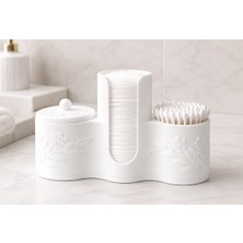 Hobby Fab Design Çiçek Desenli Pamuk Ped ve Kulak Çubuğu Düzenleyici Banyo Organizeri -Banyo Organizeri
