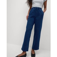 Marks & Spencer Denim Görünümlü Jarse Düz Paça Pantolon