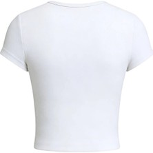 Over Head Kadın Beyaz Kız Neşesi Baskılı Bayb Tee Crop
