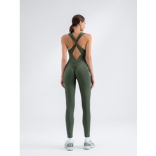 Lismina Kelebek Askılı Arkası Büzgülü ( Scrunch Butt ) Spor Tayt Tulum