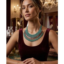Gmn Collection Yeni Sezon Özel Seri Alaçatı Tarz Boncuk ve Pul Detaylı El Yapımı Kolye Küpe Seti