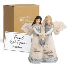 Terra Organik Pavilion 82417 Angels - Blessed To Have A Wonderful Friend Like You 12,7 cm Çift Melek Heykelcik, Gümüş, Kahverengi, Bronz/bej, 14 cm