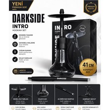 Darkside Intro Nargile Takımı 41 cm Siyah – Premium Hookah Set, Kalın Cam Şişe, Alüminyum Marpuç