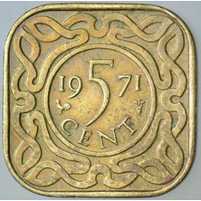 Banknoting Surinam 5 Cent 1971.